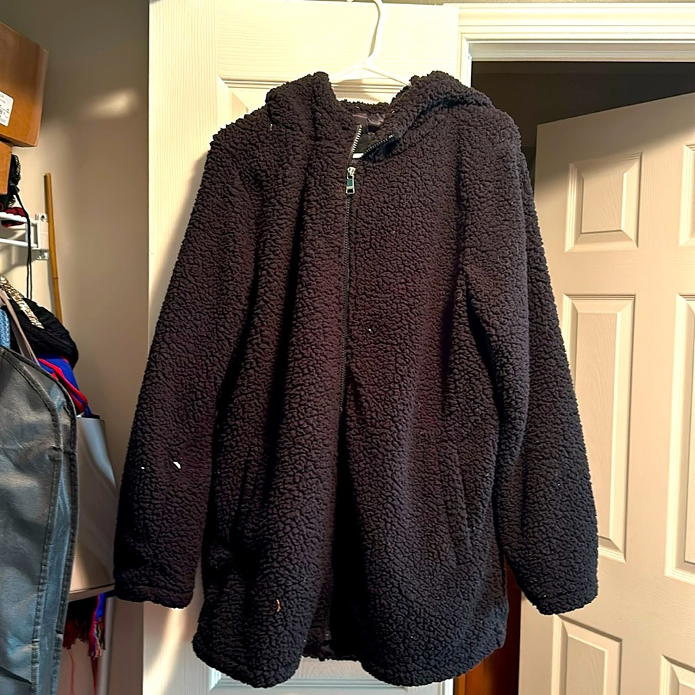 Black coat with sherpa fleece